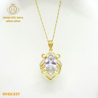 Dây Chuyền, Vòng Cổ Nữ Mặt Đính Đá, Titan Xi Mạ Vàng Non 24k Cao Cấp - Trang Sức Hava Hong Kong