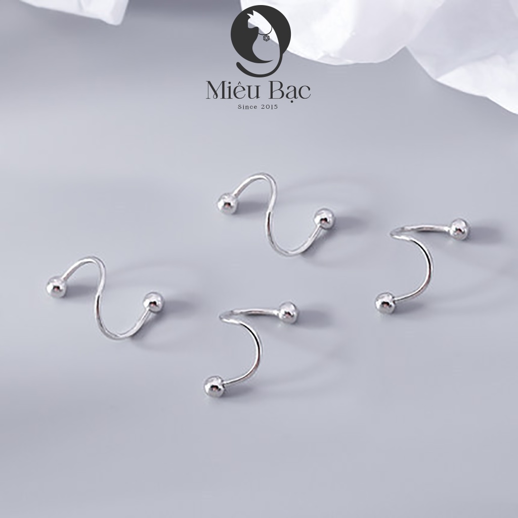 Mô tả Bông tai bạc nữ Miêu Bạc khuyên tai chốt bi xoáy cá tính (1 chiếc) chất liệu bạc 925 phụ kiện trang sức nữ B400704-1 - 4