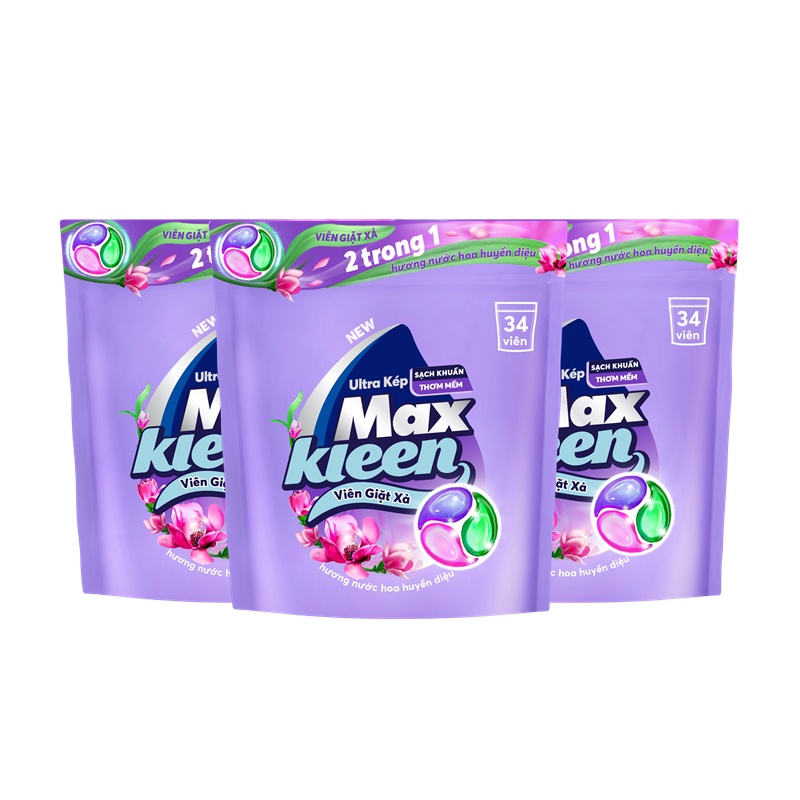 Ảnh Combo 3 Túi Viên Giặt Xả MaxKleen Hương Nước Hoa Huyền Diệu (34 Viên/Túi) 1