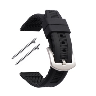 Dây Đeo Đồng Hồ Thể Thao Bằng Silicon Thoáng Khí Có Khóa Kim Loại Bạc 16mm 18mm 20mm 22mm 24mm