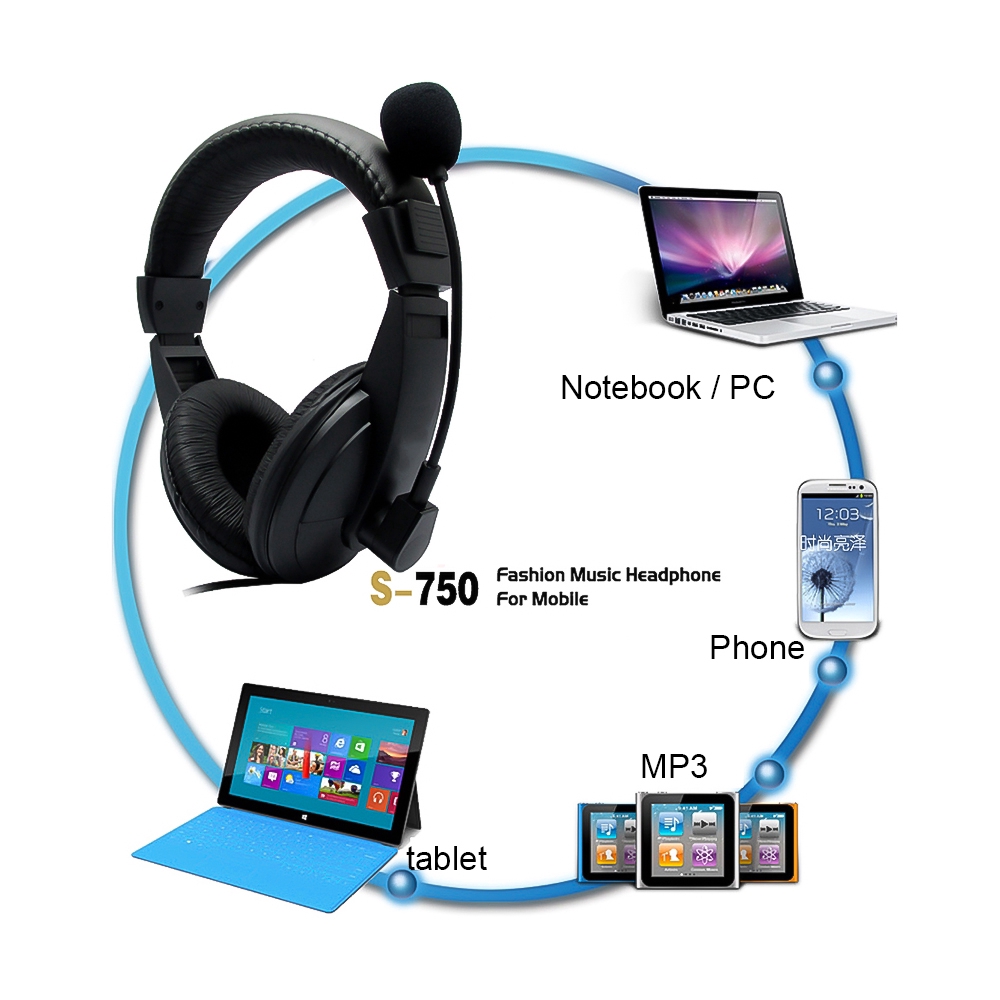 Tai Nghe Chụp Tai Giắc 3.5mm Có Micro Thiết Kế Thời Trang