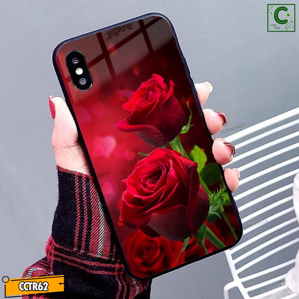 Ốp iPhone Mặt Kính Nano Dẻo - Ốp Hoa Hồng Lãng Mạn