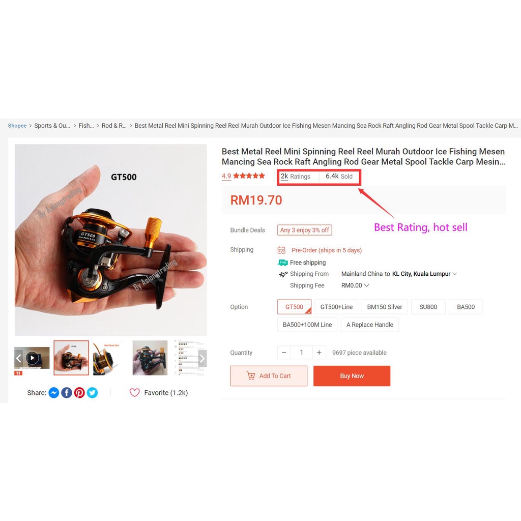 Cuộn Kim Loại Tốt Nhất Mini Quay Câu Cá Ngoài Trời Mesen Macing Sea Rod Gear Giải Quyết Mesin Udang Pancing Reels GT500