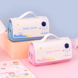 Túi đựng bút hai lớp đa năng sức chứa lớn thiết kế dễ thương sáng tạo dành cho học sinh