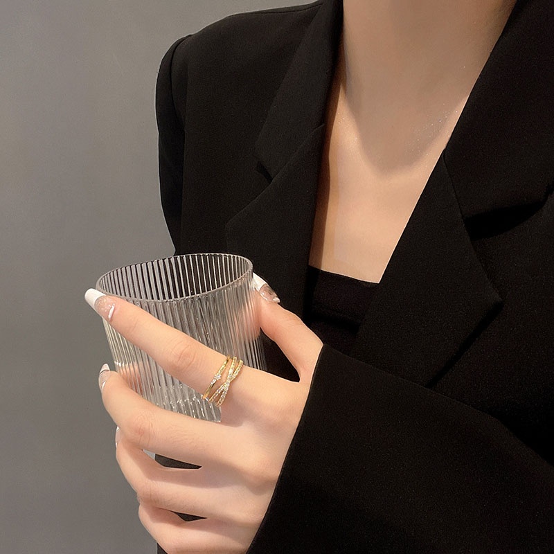 Shuling Có Thể Điều Chỉnh Nhẫn Zircon Siêu Dễ Thương Nhẫn Chữ Thập Nữ Thiết Kế Mới Cảm Giác Cao Mở Chỉ Số Nhẫn