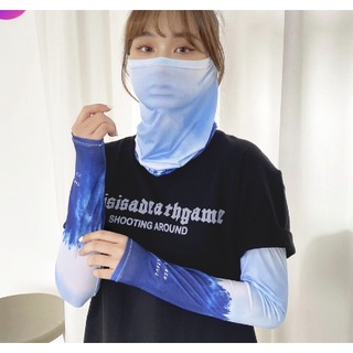 Combo Găng tay dài và vải che mặt cotton mát cao cấp dành cho nam nữ chống tia UV lái xe, đi phượt