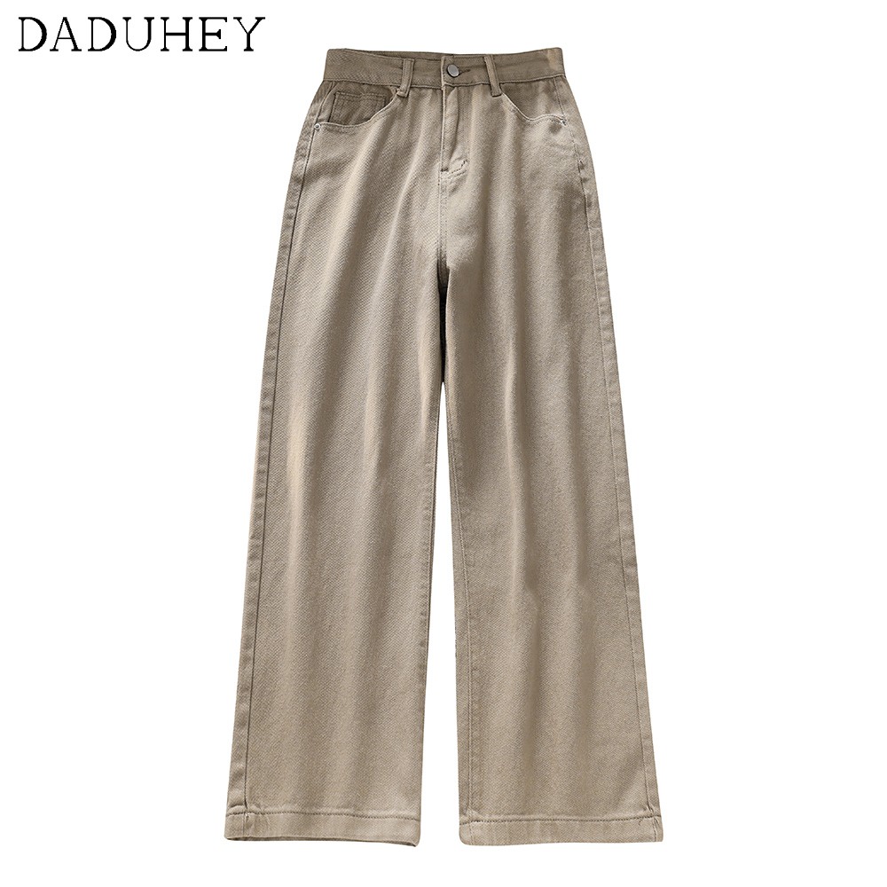 Ảnh Daduhey Quần jean dài cạp cao ống rộng 6 màu cỡ S-5XL mới cho nữ 3