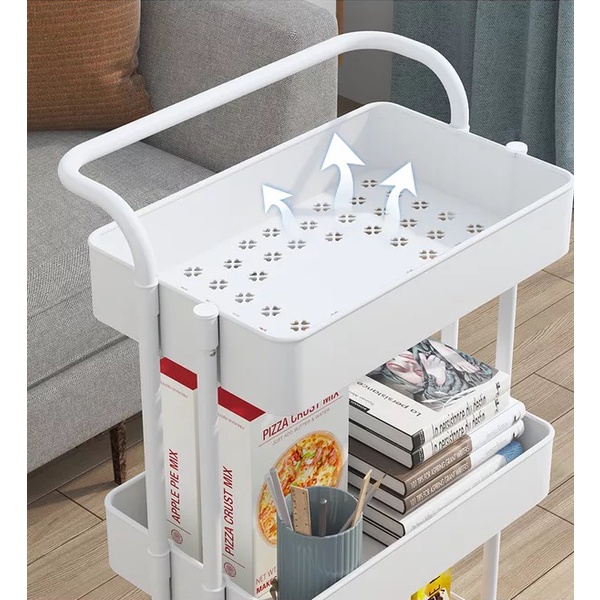 Kệ Nhựa Ba Tầng, Kệ Bỉm Sữa 3 Tầng Xe Đẩy Spa Có Bánh Xe Nhựa ABS