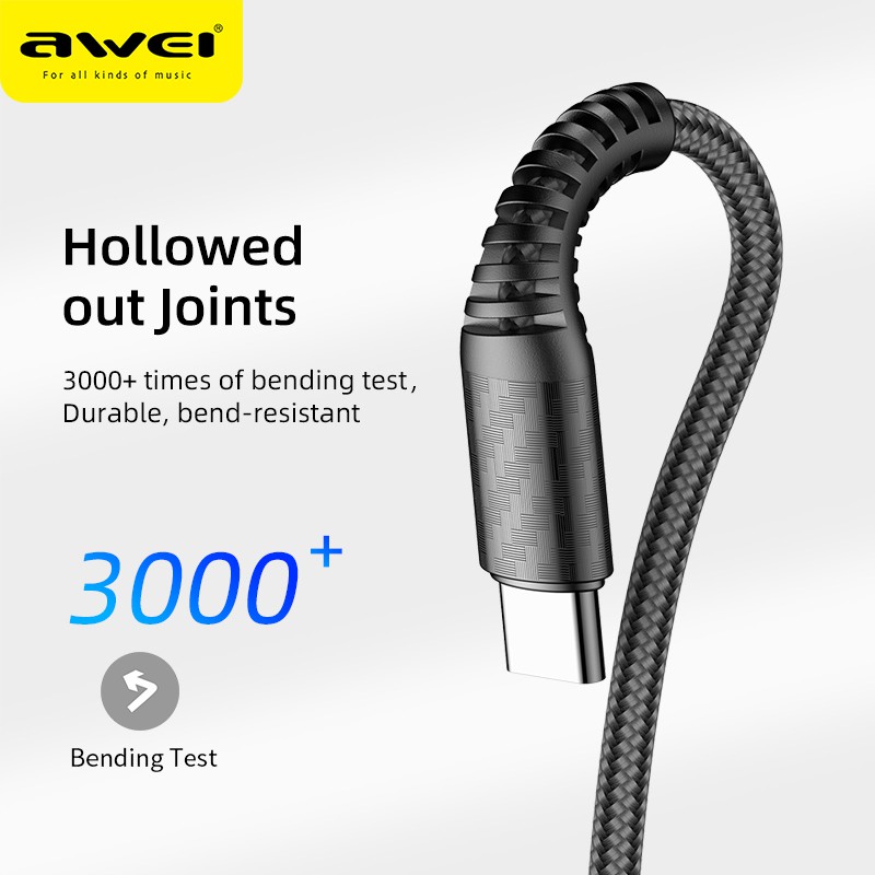 Ảnh Dây sạc Awei CL-69 Sạc nhanh 40W USB Type C Dây bện nylon An Toàn Ổn Định Chính hãng 2