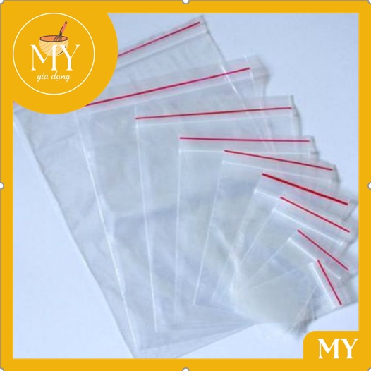 Túi Zip 100g túi đựng thực phẩm tủ lạnh, gia vị vuốt mép chỉ đỏ loại dày đẹp ,- Ấn vào chọn size