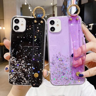 Iphone 13 12 11 Pro Max 12 13 11 ProMax Silicone Clear Cover Case Dây đeo cổ tay Bling Long lanh Vỏ điện thoại L02