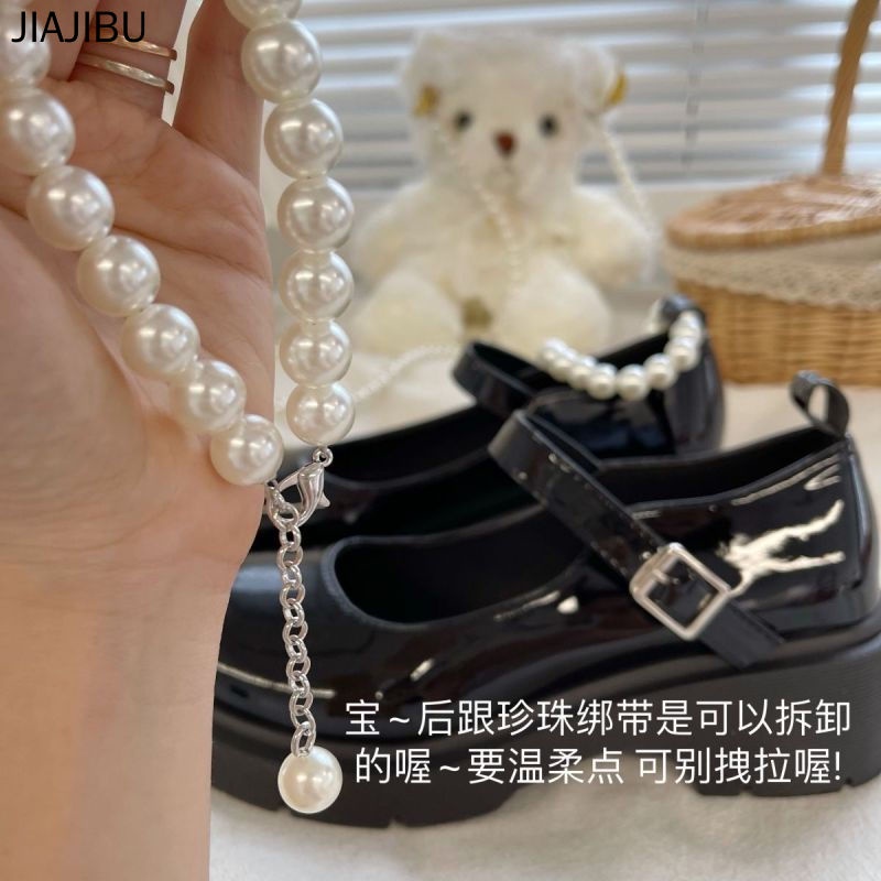 Size 35-44 Giày Lolita Màu Đen Phong Cách Hàn Quốc Thời Trang Giày Nữ Cỡ Lớn Giày Da Học Sinh Japanese Versatile Lolita Mary Jane Shoes British College Style Platform Small Leather Shoes Giày Công Chúa Đế Mềm Ngọc Trai Pháp Giày Cosplay Beige Doll Shoes