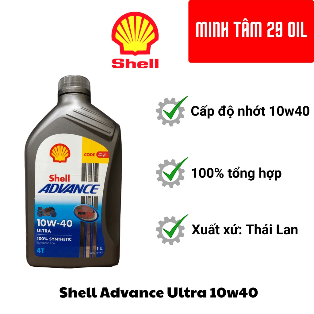Nhớt Shell Advance Ultra 100% tổng hợp (100% Synthetic) 10w40 4T cao ...