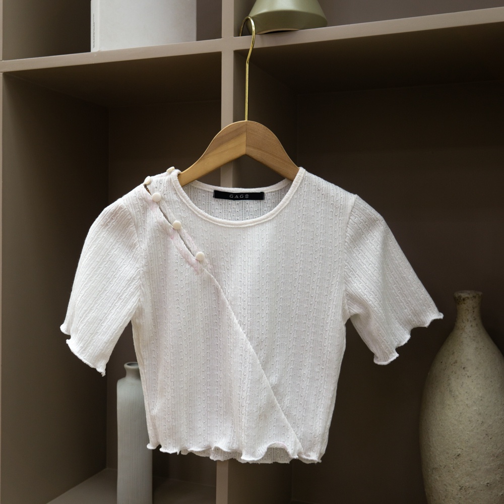 Áo Croptop Thun Nút Chéo Ngực GAGO GA4165/4166 Trắng/Đen - Thời Trang Nữ Cá Tính