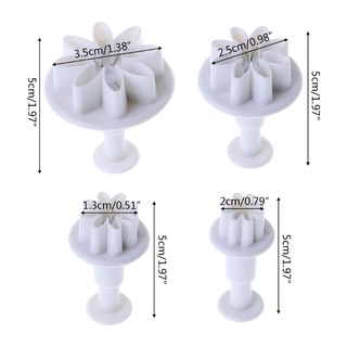 Comereally 4 Khuôn Bánh Nhựa Daisy Bộ Dụng Cụ Cắt Bánh Quy Sô Cô La Fondant Trang Trí Dụng Cụ