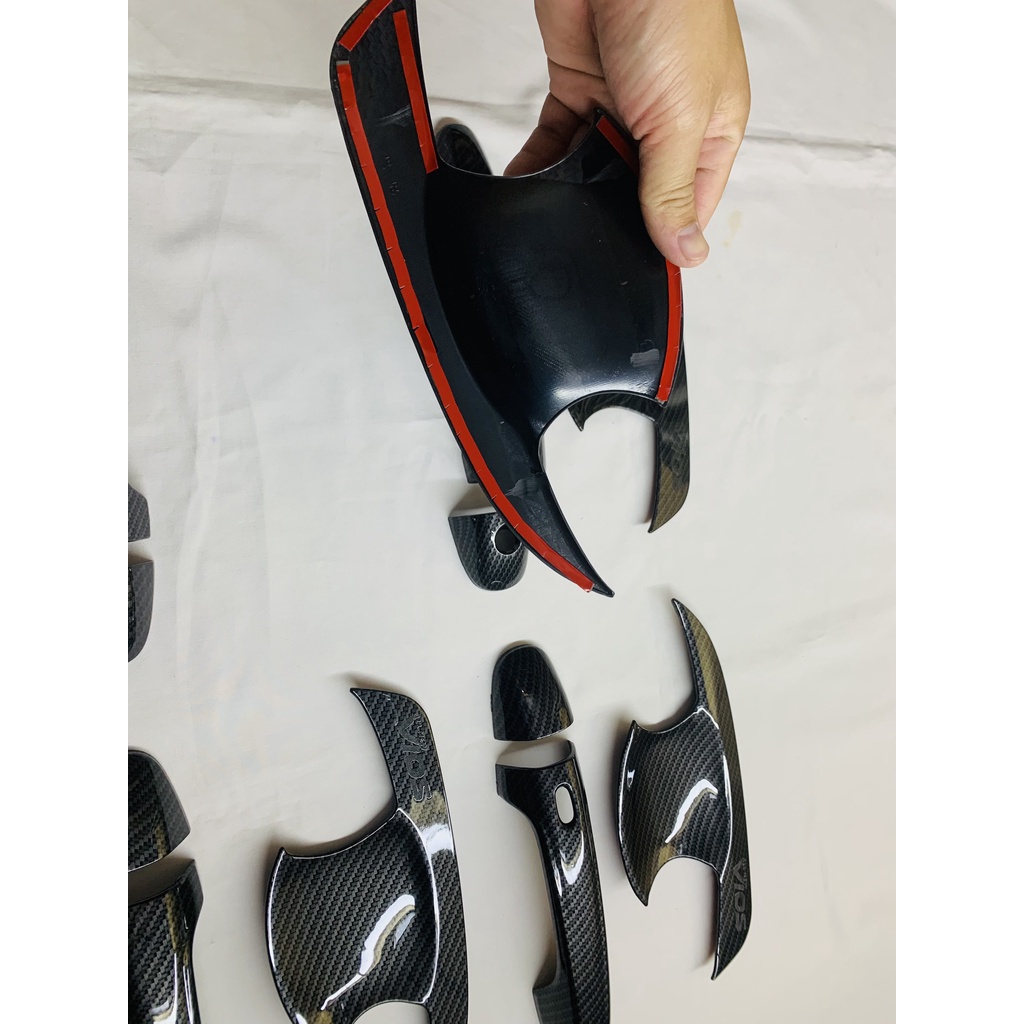 Ốp Tay nắm, Hõm Cửa carbon Xe Toyota Vios 2019 - 2025 Mẫu Cacbon Hàng đẹp