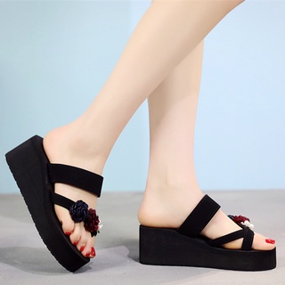 Dép Mùa Hè Nữ Cao Gót Flip-Flops Thời Trang Sinh Viên Nữ Dép Chống Trơn Trượt Nêm Gót