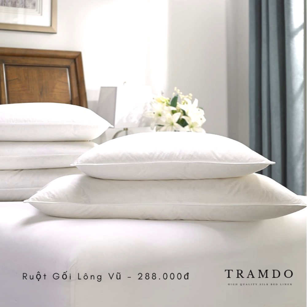 Ảnh Ruột Gối Nằm Lông Vũ Microfiber TRAMDOBEDDING - Gối Lông Vũ Nhân Tạo Êm Ái Ngủ Ngon Kháng Khuẩn 3