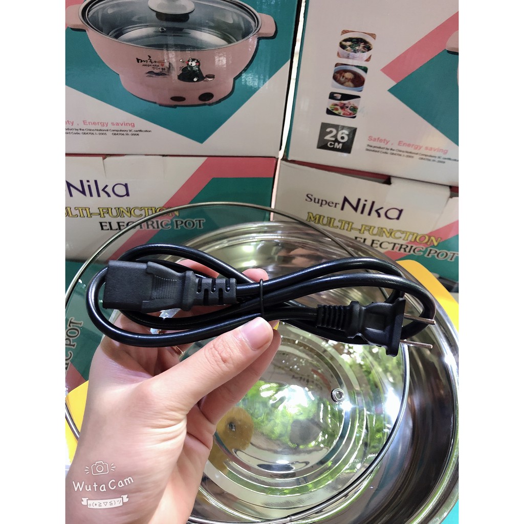 noi lau dien mini 24cm nika 1000w inox 304 bep lau gia dinh 24 cm sieu toc bao hanh 1 nam