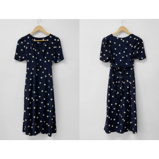 Đầm maxi Tay Ngắn Cổ Chữ v Chất chiffon Hoạ Tiết Hoa Cúc Phong Cách Hàn Quốc Size m-4xl Mới