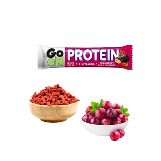 Thanh Năng Lượng Nam Việt Quất Kỉ Tử & Chocolate Bổ Sung Protein 50g - Protein Bar 20% GO ON With Cranberry And Goji