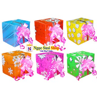 Hộp Quà Kiếng Bông Vuông 10cm + Tặng Nơ + Băng Keo