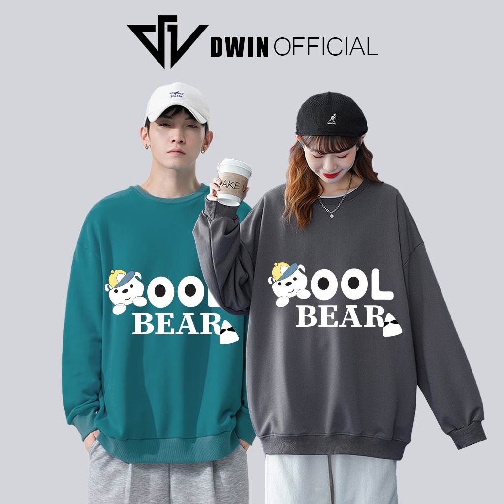 Áo sweater nỉ Gấu Bear unisex DWIN basic nam nữ form rộng oversize local brand SP00101