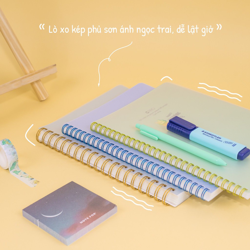 [S+DAY Tặng 1 cây bút gel CC] Sổ caro lò xo bìa nhựa Klong 120 trang định lượng giấy 120gsm ms574-580