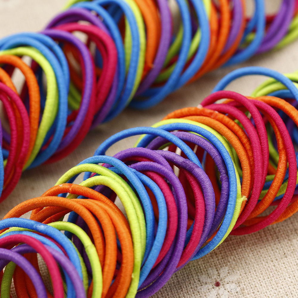 Bộ 50 Bé Gái Màu Kẹo Dây Cao Su Nylon, Dây Buộc Tóc Co Giãn An Toàn Cho Trẻ Em, Dây Buộc Tóc Cơ Bản Cho Nữ