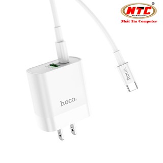 Bộ sạc 2 cổng Hoco C80 kèm cáp TypeC to TypeC PD 20W và USB QC 3.0 22.5W (Trắng)