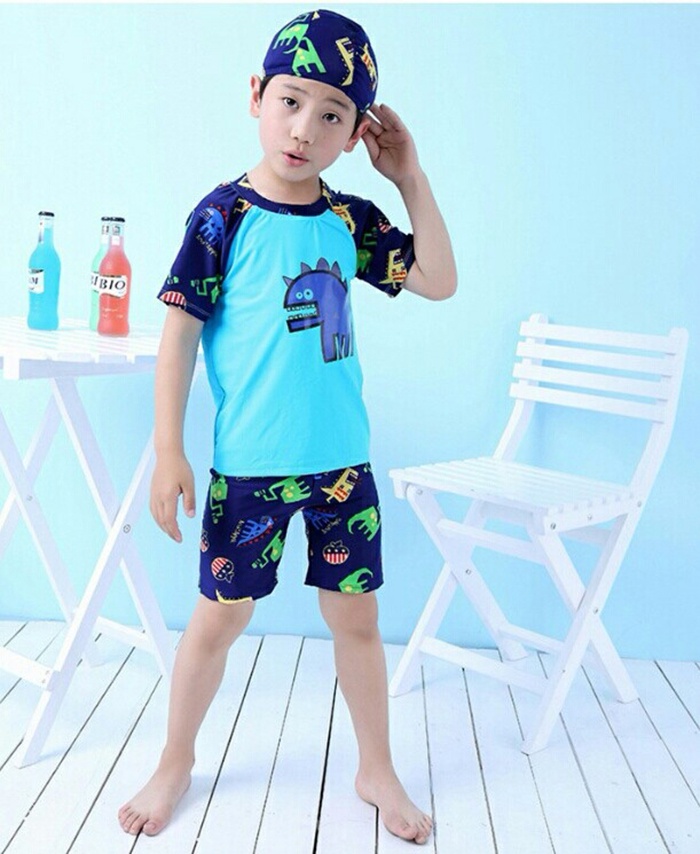 Mô tả Đồ Bơi Trẻ Em Tặng Kèm Nón Bơi Vải Bộ Đồ Bơi Cho Bé Cao Từ 85cm Đến 125cm Khủng Long Xanh Cleacco DBTE BORO SPORT - 3