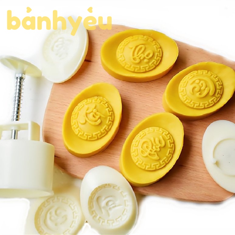 Khuôn bánh Trung Thu Lò Xo Hình Thỏi Vàng 150g 4 mặt Phúc Lộc Thọ Tài-KH244