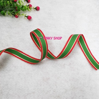 Ruy băng sọc ba màu kim tuyến lấp lánh trang trí noel, giáng sinh, merry Christmas, chúc mừng năm mới