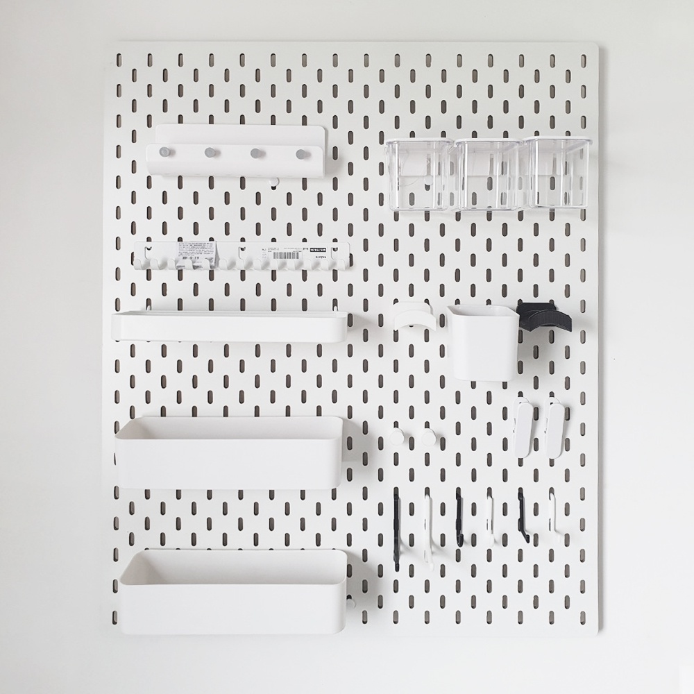 [Tặng móc và kệ treo] BẢNG CÀI TREO TƯỜNG TRẮNG / ĐEN PEGBOARD CHUẨN SIZE IKEA | BigBuy360 - bigbuy360.vn