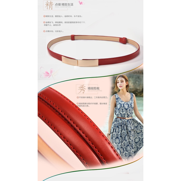 Dây lưng thời trang nữ, dây nịt nữ, da thật bản nhỏ, khóa móc kim loại, độ dài có thể tùy chỉnh W32