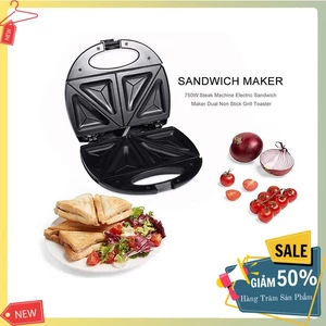 Máy kẹp nướng bánh mì DORON 750W làm nóng đều 2 mặt khuôn, bánh thơm ngon
