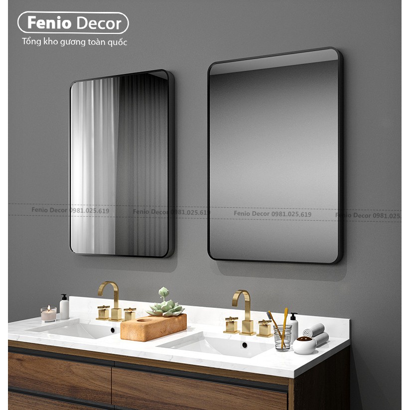 Ảnh Gương nhà tắm hình chữ nhật treo tường FENIO gương trang trí decor phòng ngủ khung viền hợp kim nhôm chống rỉ 4