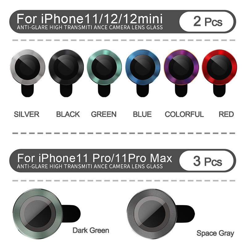 Vòng Kim Loại Kính Cho iPhone 17 Pro Max Full Cover Ống Kính Máy Ảnh Kính Bảo Vệ 15 14 13 12 Bảo Vệ Màn Hình 16 Pro Max Phim