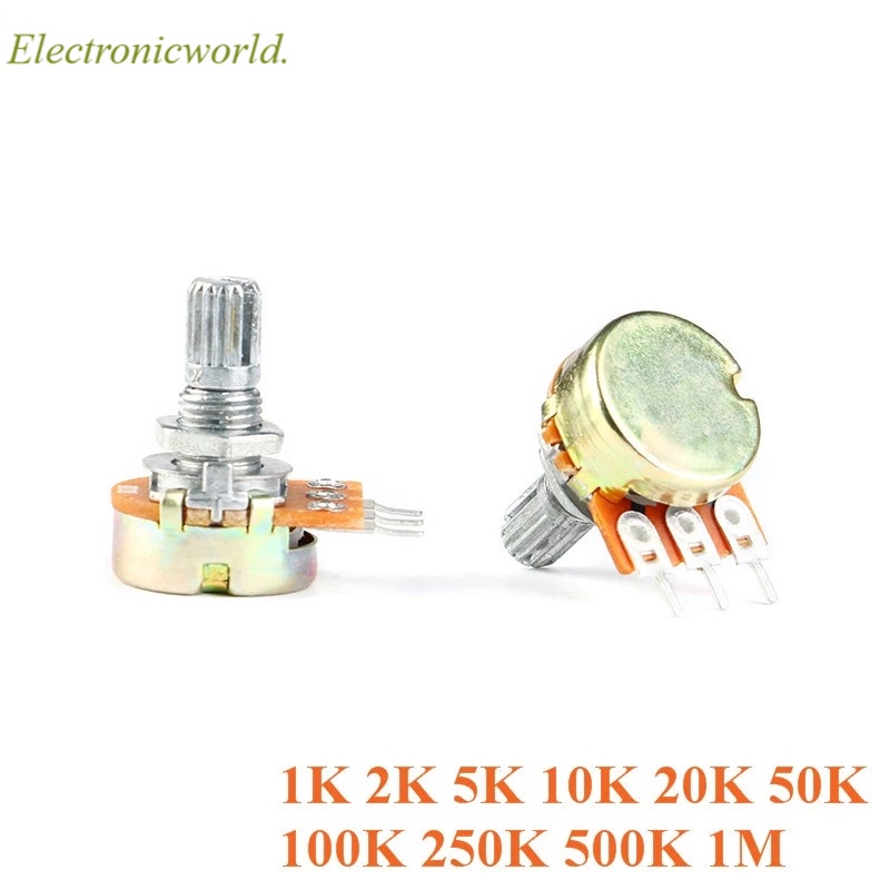 5 Stück Drehpotentiometer RK11 – 4-Pin – B1K/B10K/B100K Wählbar – D-Schaft 18 Mm – Für Volumen- & Lautstärkeregelung
