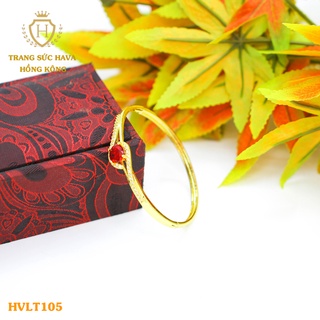 Lắc Tay, Vòng Tay Nữ Cứng Mặt Đính Đá Màu Trắng Xi Mạ Vàng Non Cao Cấp - Trang Sức Hava Hong Kong