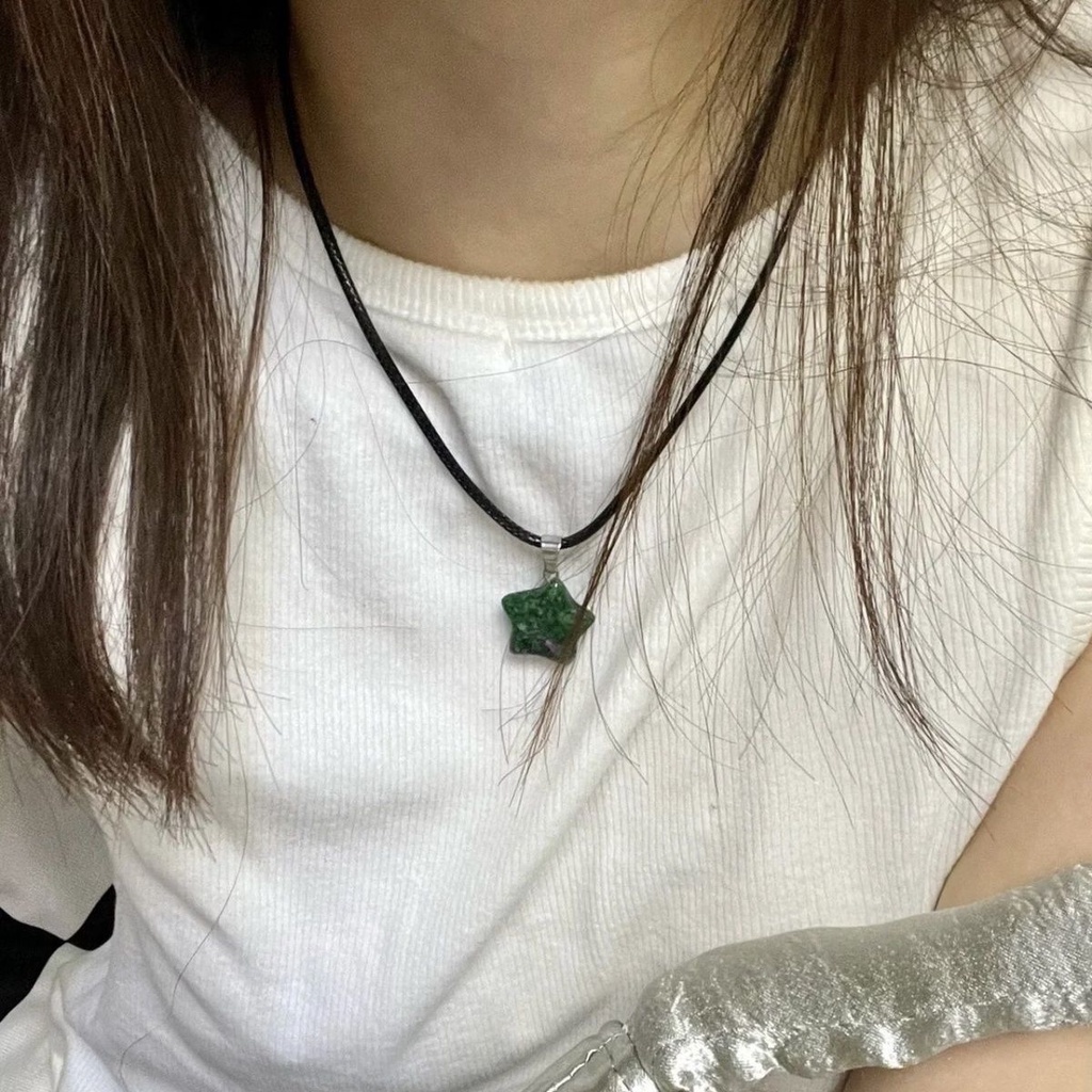 Vòng cổ Mặt Đá Obsidian Tự Nhiên Cao Cấp Thời Trang Mùa Hè Cho Nữ