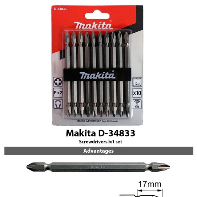 Bộ mũi vít hai đầu PH2 Makita D-34833 110mm | Shopee Việt Nam