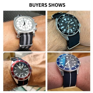 Dù Co Giãn NATO Nylon Dây Đồng Hồ Co Giãn Dây Đeo 18 Mm 20 Mm 22 Mm ZULU Đồng Hồ Dây Đeo Quân Sự Cho Seiko 5 Diver Lặn Nam Nữ Vòng Tay Quấn Xung Quanh