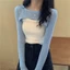 Crop top nữ cao cấp tay dài đan, cổ tròn ôm dáng phong cách Hàn Quốc