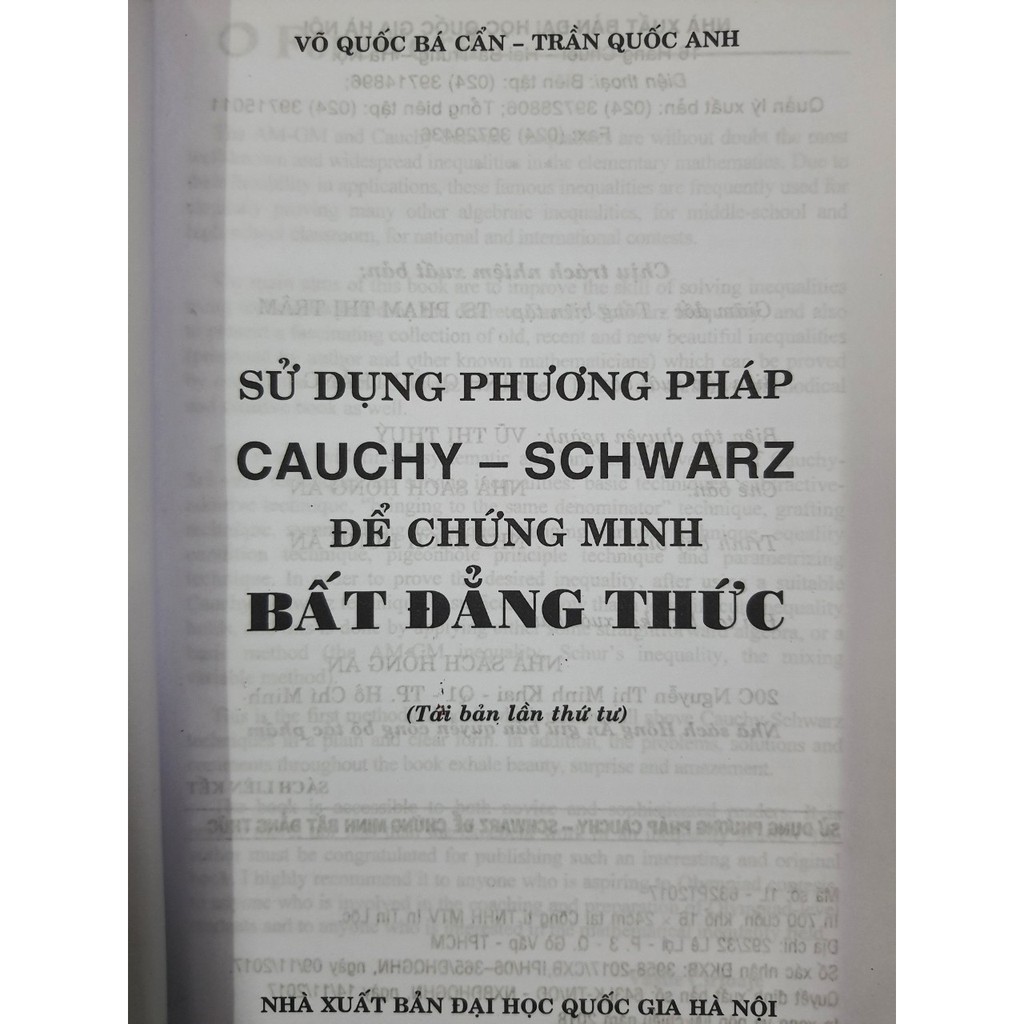 Ảnh Sách - Sử dụng phương pháp Cauchy - Schwarz để chứng minh Bất Đẳng Thức 1