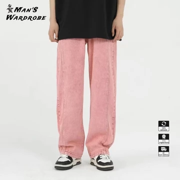 [S-3xl] Quần jean xu hướng màu hồng Quần Denim phong cách nấu chín nhẹ dành cho nam Quần trơn Quần Hàn Quốc Quần cắt thẳng cho nam Quần thời trang dành cho nam Quần chất lượng cho nam Pantalon mỏng