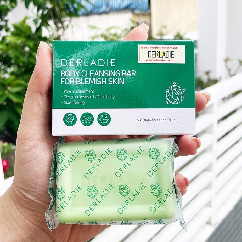 Ảnh [Tặng túi tạo bọt] Xà Phòng Giảm Mụn Cơ Thể Sau 7 Ngày Derladie Body Cleansing Bar For Blemish Skin 50g 3