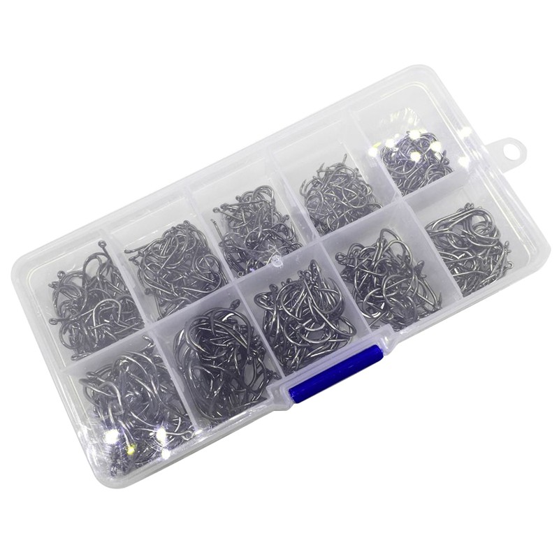 500 Cái / bộ Kích Thước Hỗn Hợp #3~ 12 Gói móc câu cá chép bằng thép Carbon cao có lỗ có hộp bán lẻ mồi ghép