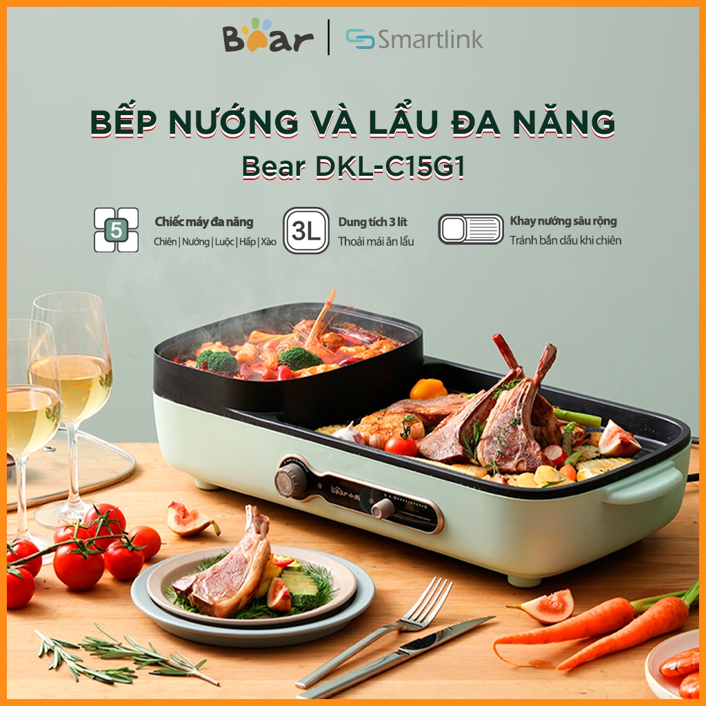 Ảnh Bếp Nướng Và Lẩu Đa Năng Nguyên Khối Bear DKL-C15G1 - Bảo hành 18 Tháng 4