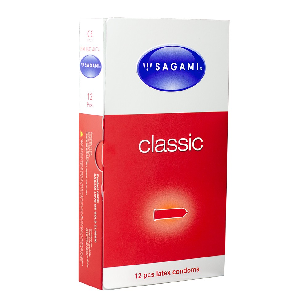 Ảnh Bao cao su Sagami Classic bcs mỏng kiểu truyền thống nhiều gel hộp 12 chiếc 1